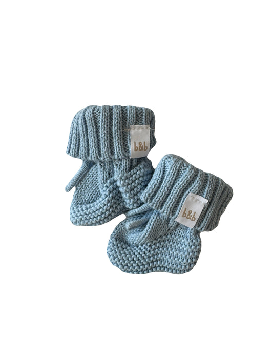 Knitted Booties - Dusty Blue