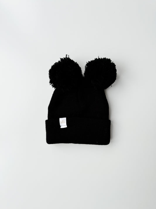 Double Pom Beanie Black