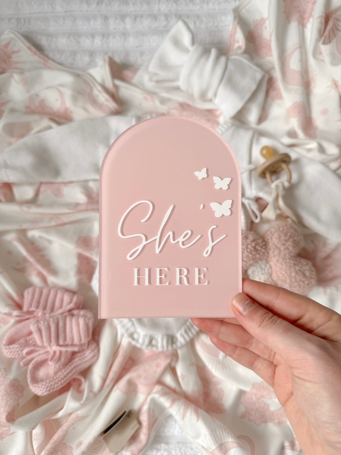 She’s Here Arch Plaque