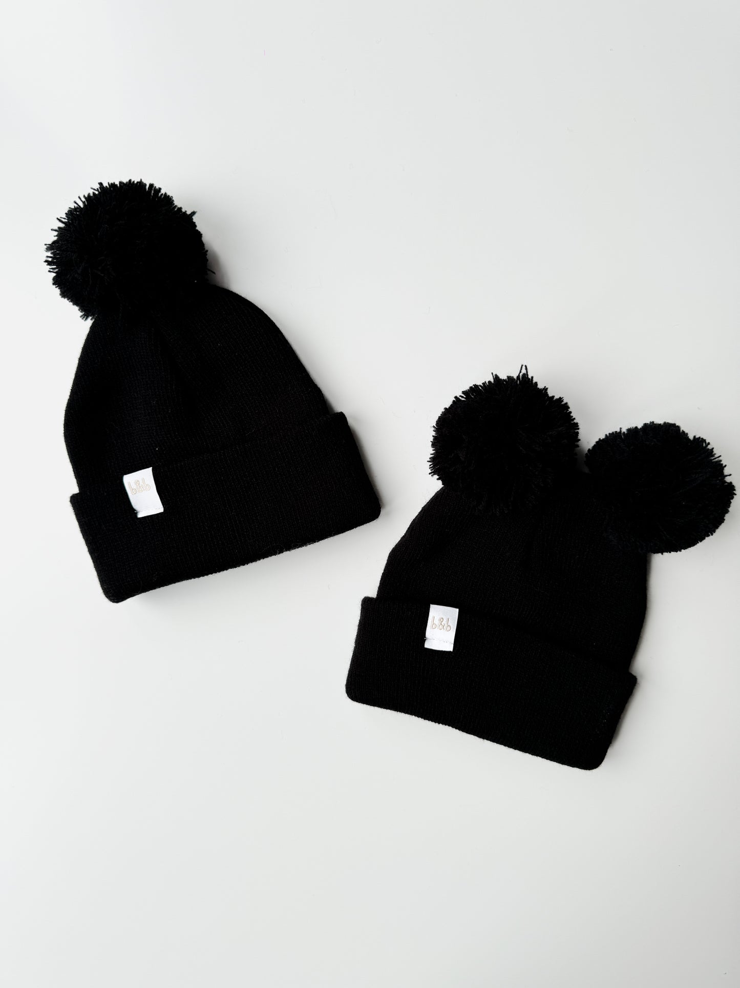 Double Pom Beanie Black